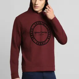 Simon Carter London Maroon Logo Regular Fit Hoodie image 4
