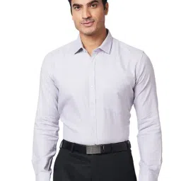 Park Avenue Light Grey Slim Fit Self Design Shirt-image-90