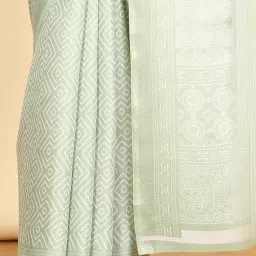 Soch Womens Light Green Art Silk Geometric Print Saree image 4