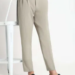showoffff Showoff Light Green Straight Fit Formal Trousers image 4