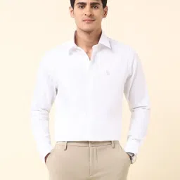 U.S. Polo Assn. White Cotton Regular Fit Self Pattern Shirt image 4