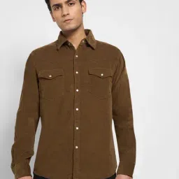 Sf Jeans By Pantaloons Brown Cotton Regular Fit Shirt-picture-36
