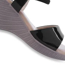 Shoetopia Women's Black Ankle Strap Wedges image 4