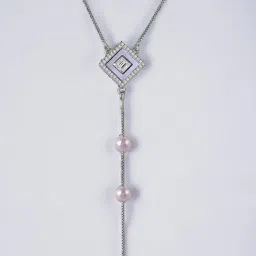 Rihi by P.C. Chandra Jewellers 92.5 Sterling Silver Cube Necklace with Pearls for Women & Girls image 4