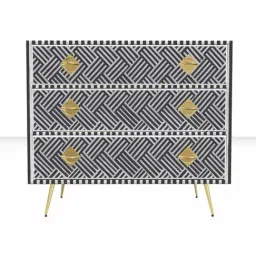 Casagold Black Inlay Chest of Drawers - Chevron image 2