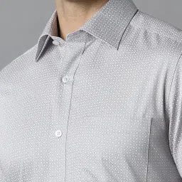 Louis Philippe Grey Cotton Regular Fit Printed Shirt image 4