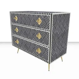 Casagold Black Inlay Chest of Drawers - Chevron image 4