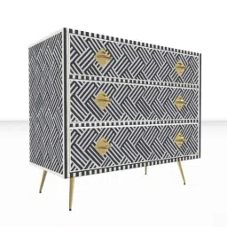 Casagold Black Inlay Chest of Drawers - Chevron image 5