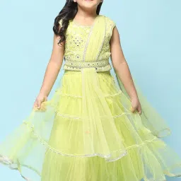 Biba Girls Green Embroidered Suit Set image 5