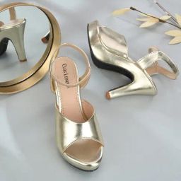 Clog London Women's Golden Ankle Strap Stilettos-picture-2