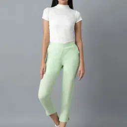 elleven from aurelia Elleven Green Flat Front Trousers image 4