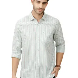 CAVALLO By Linen Club Green Linen Contemporary Fit Stripes shirts-picture-18