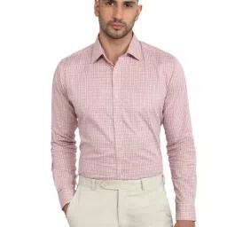 Raymond Medium Red Cotton Checked Slim Fit Shirt-image-31