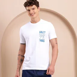 Mast & Harbour Men Typography Printed Pure Cotton T-shirt image 5