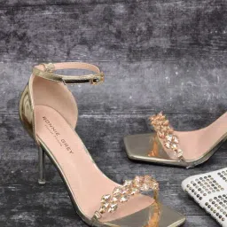 Ronnie Grey Women's Golden Ankle Strap Stilettos-image-16