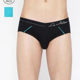 La Intimo Black & Teal Blue Comfort Fit Briefs - Pack Of 2-picture-11