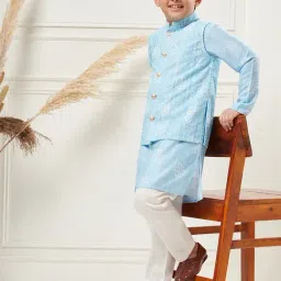 StyloBug Boys Blue Printed Kurta Set-picture-10