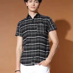 TANDUL Smart Tartan Checked Spread Collar Casual Shirt image 1