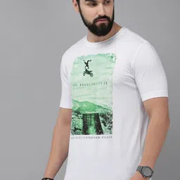 Roadster Men White Printed T-shirt image 3