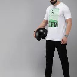 Roadster Men White Printed T-shirt image 5