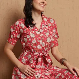 Sangria Printed Pure Cotton Top With Trouser Co-Ords image 2