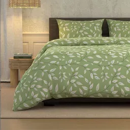LA VERNE Green And White Floral 180 TC King Bedsheet With 2 Pillow Covers-picture-36