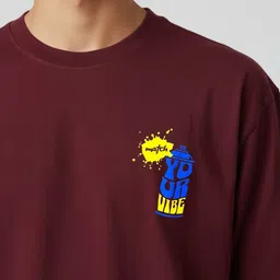 glitchez Men Maroon Relaxed Fit Typography Printed T-shirt image 2