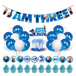 Zyozi 3rd Birthday Decorations Kit  Blue - Pack of 37-picture-44