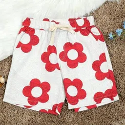 The Lion and the Fish Viscose Floral Printed Shorts - Hibiscus Red-picture-26