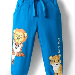 Babyhug Cotton Terry Knit Full Length Lounge Pant With Animals Print - Blue-picture-12