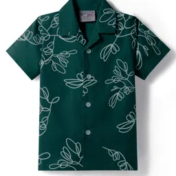 Dapper Dudes Half Sleeves Doodle Printed Shirt - Green-image-46