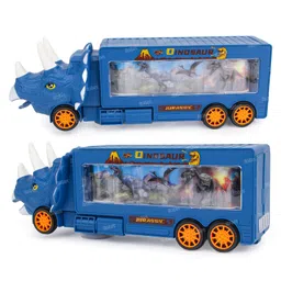 Fiddlerz Dinosaur Truck Toys for Kids Screen Show Dino World Toy Truck with 360 Degree Rotation, Light and Sound Vehicle Toy - Blue image 2