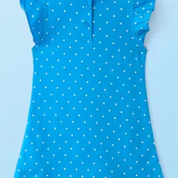 Babyhug Cotton Knit Frill Sleeve Nighty With Polka Dot Print & Rainbow Print Pack Of 2 - Multicolor image 2