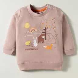 Zero Looper Knit Full Sleeves Sweatshirt & Lounge Pant with Animal Print - Rose Gold image 2