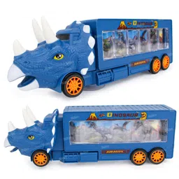 Fiddlerz Dinosaur Truck Toys for Kids Screen Show Dino World Toy Truck with 360 Degree Rotation, Light and Sound Vehicle Toy - Blue image 3