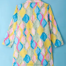 Robo Fry Silk Woven Full Sleeves Kurta Pyjama Set with Colour Block Design - Multicolour image 3