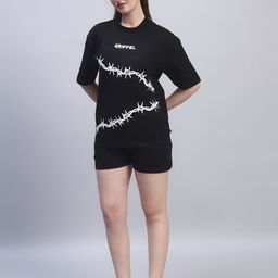 GRIFFEL Printed Oversized Breathable Pure Cotton T-shirts & Shorts Co-Ords-picture-23