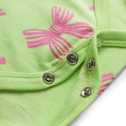 kookie kids india Kookie Kids Interlock Knit Half Sleeves Onesie with Bow Print - Light Green image 4