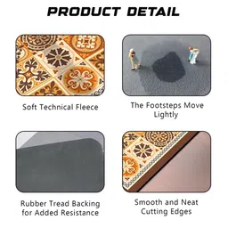 Deoxys 2-Pcs Brown & Blue Printed Antiskid Printed Anti-Skid Floor Mats & Dhurries image 3