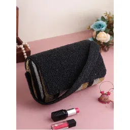 SWISNI Black Golden Mixed Flap Clutch Bag (S)-picture-28