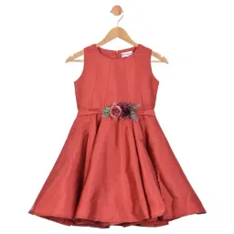 Peppermint Kids Maroon Applique Dress-image-21