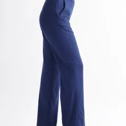 RAREISM Navy Polyester Solid Trousers image 4