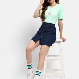 MADAME Mint Green Embroidered T-Shirt image 4