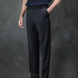 Rare Rabbit Black Regular Fit Solid Trousers image 4