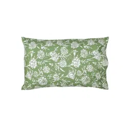 House This Genda Phool Green & White Cotton 144 TC Single Size Bedsheet With Pillow Covers image 4