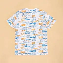 Pantaloons Junior Kids White & Blue Cotton Printed T-Shirt image 4