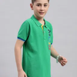 Monte Carlo Kids Green Printed Polo T-Shirt image 4