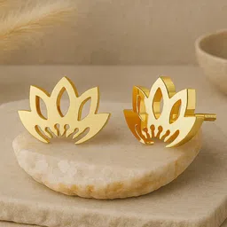 KISNA DIAMOND AND GOLD JEWELLERY Women 18KT Gold Bloomed Lotus Earring- 7.37g-picture-18