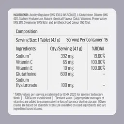HK VITALS Glutathione Tablets - 15 Effervescent Tablets - Cola Flavor image 4