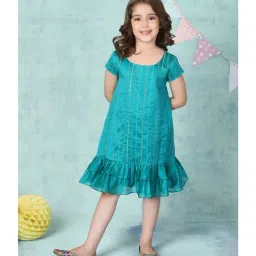 Fabindia Kids Teal Striped Dress-picture-30